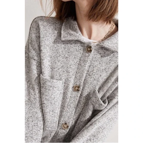 MWL (Re)sourced Sweater Fleece Shirt-Jacket Size Medium in Heather Pale Thistle - Picture 4 of 15